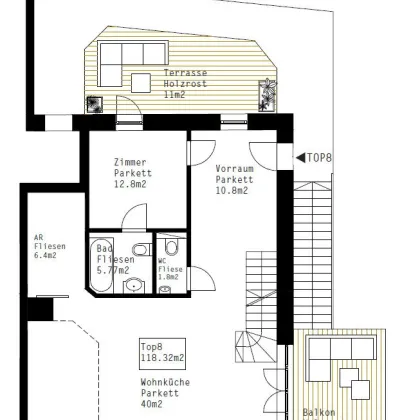 Modern Wohnen in Historischer Residenz in Baden-Maisonette mit 2 Terrassen und Lift - Bild 2