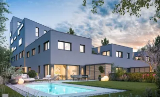 Neubau, bezugsbereit: Exklusive Familienwohnung mit Garten & Pool