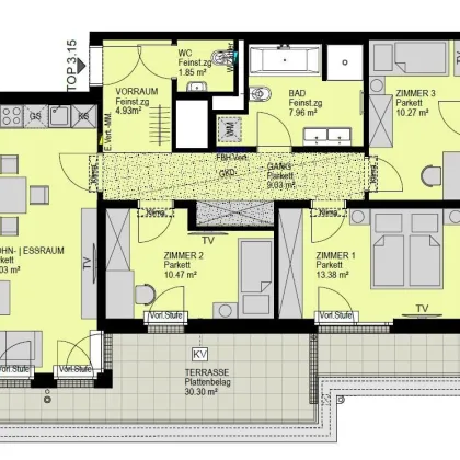 BEZUGSFERTIG - Attraktive 4-Zimmer-Wohnung mit Klimaanlage und großer Terrasse - Top 3.15 - Bild 3