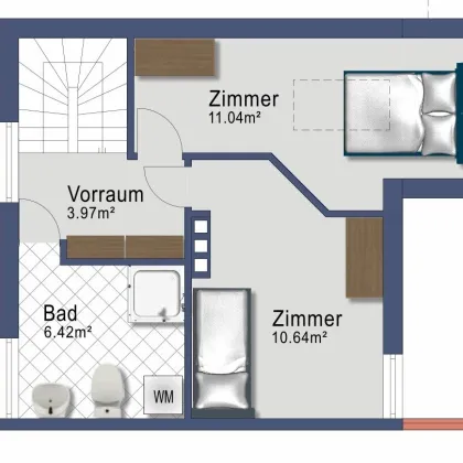 Dreizimmer Maisonette mit Balkon - ab 1.Dezember - in Franking - Heizung inklusive - Bild 2