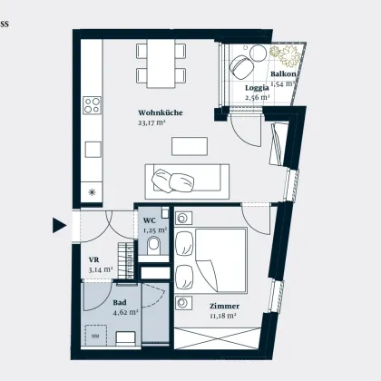 FÜR FEINSCHMECKER: 2-ZIMMER-WOHNUNG NÄHE MEIDLINGER MARKT - Bild 2