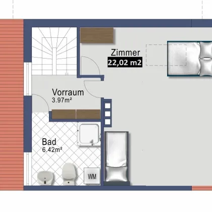 Zweizimmer Maisonette mit Dachterrasse - ab 1. Jänner in Franking - Heizung inklusive - Bild 2