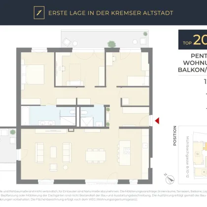 ERSTE LAGE: Penthouse-Wohnung mit großzügigen Freiflächen in Ost- und Westausrichtung, sehr großzügiger Wohn-Essbereich - Bild 2