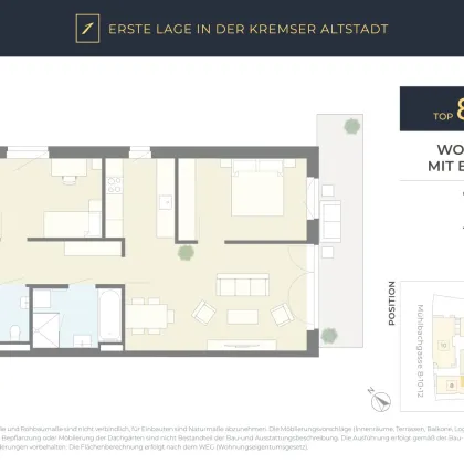 ERSTE LAGE: Helle 73 m² Wohnung in Ruhelage mit 12 m² Balkon, Wohnzimmer, Küche, zwei Schlafzimmer und Nebenräume - Bild 2