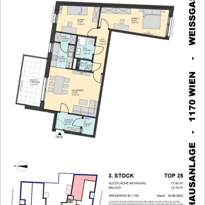 PROVISIONSFREIE 3-Zimmer-Wohnung - Küche mit Fenster und Speis - Bild 2