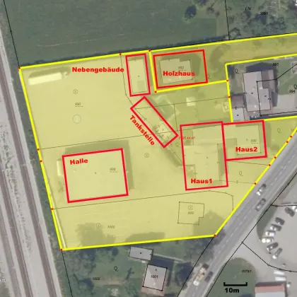 7133m² Betriebsliegenschaft - Betriebshalle, 2 Wohnhäuser, Büro, 5 Garagen, Betriebstankstelle, Baugrund - Bild 3