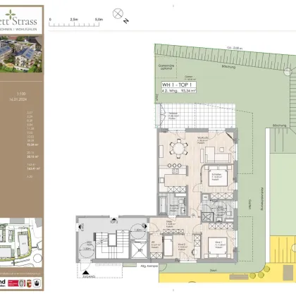 Quartett Strass, Top 1.1: 4-Zimmer Familienwohnung mit über 160 m² Garten - Bild 2