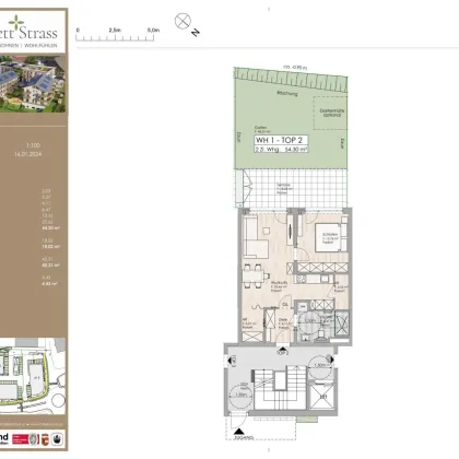 Quartett Strass, Top 1.2: 2-Zimmer Gartenwohnung mit Süd-West Ausrichtung - Bild 2