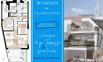 PROVISIONSFREI | 3 Zimmer Wohnung mit traumhafter Terrasse + eigenem kl. Innenhof (1.OG) inkl. zwei Tiefgaragenstellplätze | Hochstraße - Ruhelage | Fertigstellung Mitte 2025 (Gebäude D - Top 4)