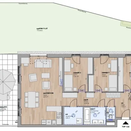 Großzügige Gartenwohnung mit südseitiger Terrasse - Top 1.02 - Bild 3