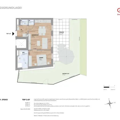 2-Zimmer Gartenwohnung mit großer Terrasse - Top 3.07 - Bild 2