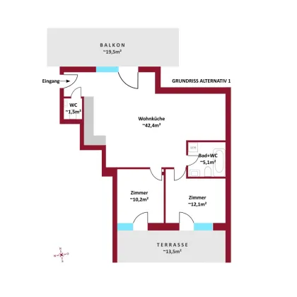 Neubau/Erstbezug I Außenflächen: Terrassen, Balkone & Dachterrassen I Schlüsselfertig I Luftwärmepumpe inkl. Kühlung I - Bild 2