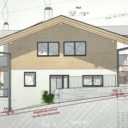 5721 Piesendorf :  ca. 510m² Baugrundstück in sonniger Lage von Piesendorf;  mit fertiger Planung für ein Einfamilienhaus mit 2 Ferienwohnungen. - Bild 3