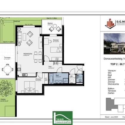 Aktionspreise mit sehr guter PREISENTWICKLUNG & Mietgarantie. 3-Zi. Gartenwohnung, wunderbar privat & ruhig gelegen. | amBergblick19 | Top 2 - Bild 2