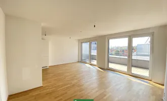 Tolle Neubauwohnung mit großer Fensterfront und Terrasse! – in 6 Min. zum Bahnhof Floridsdorf – inkl. Einbauküche und top Ausstattung!