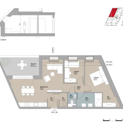 3-Zimmer Dachterrassenwohnung - Südseite - Bild 2