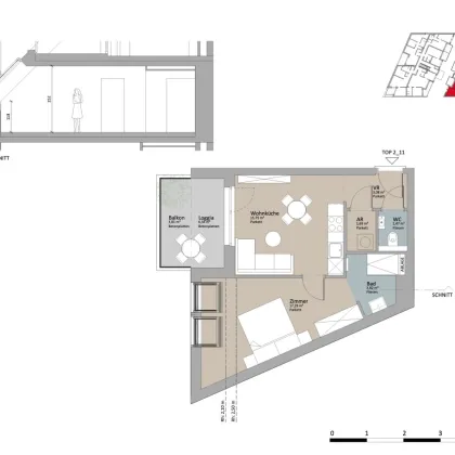 Kompakte Dachgeschoßwohnung mit 2 Zimmern | Erstbezug in Unterlaa - Bild 2