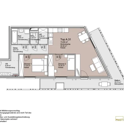 Provisionsfreie 3-Zimmer Wohnung mit 24 qm Balkon! - Bild 3