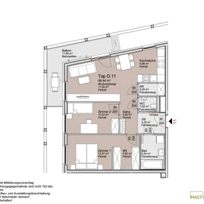 Provisionsfrei - 3 Zimmer Wohnung mit 12 qm Balkon - Bild 2