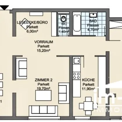 Perfekte Kombination aus Eleganz und Funktionalität: Traumhafte 3-Zimmer-Wohnung in Wien mit 99.3m²,  top ausgestattet - geringe BK - PKW-Stellplatz - Bild 2