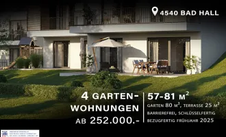 4 Gartenwohnungen in Bad Hall JETZT zum Verkauf: barrierefrei, schlüsselfertig, zum TOP-Preis! Baufertigstellung 1. Quartal 2025