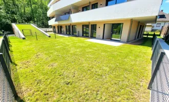 Die perfekte Gartenwohnung! Geniale Neubauwohnung mit WOW-Effekt! Riesiger Eigengarten und Terrasse + 3 Zimmer + Grün wohin das Auge reicht + Luftwärmepumpe!
