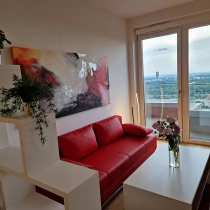 WEITBLICK garantiert: Modern möblierte 2-Zimmer-Wohnung mit Klima im One-Tower mit Pool und vielen Extras im Haus! - Bild 3