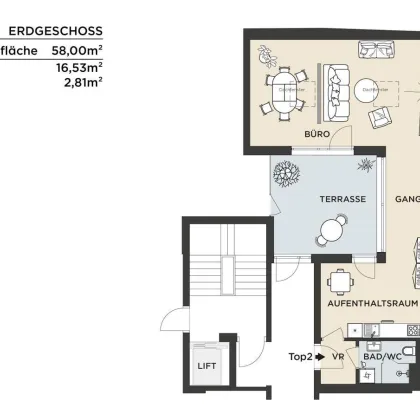 Helles 58m2 Büro mit Terrasse | Heizung und Kühlung über Fußboden - Bild 2