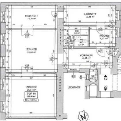 STAATSOPER - OPERNRING, representatives 105 m2 Altbaubüro oder Kanzlei - Praxis, 4 Zimmer, Extraküche, Parketten, Klimaanlage - Bild 3