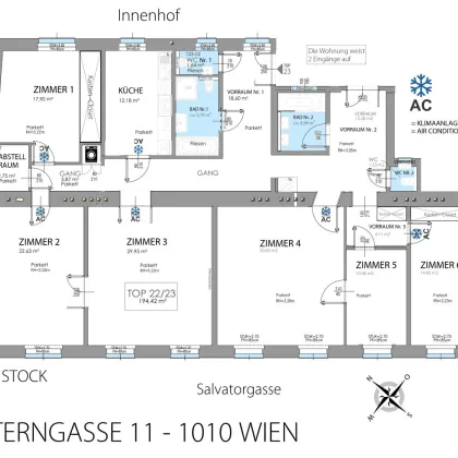 6 Zimmer I Klimaanlage I Im Herzen Wiens I 2 Badezimmer I Altbauwohnung I Top Lage - Bild 3