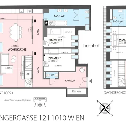 4 Zimmer I Klimaanlage I Im Herzen Wiens I 2 Badezimmer I Nahe Stephansplatz - Bild 3