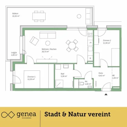 Provisionsfrei | Stilvolles Wohnen in Jakomini Verde | Fahrradfreundlich & grün - Bild 2