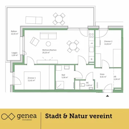 Wohnen im Grünen | Provisionsfrei | Hochwertige Apartments in JV Haus K - Bild 2