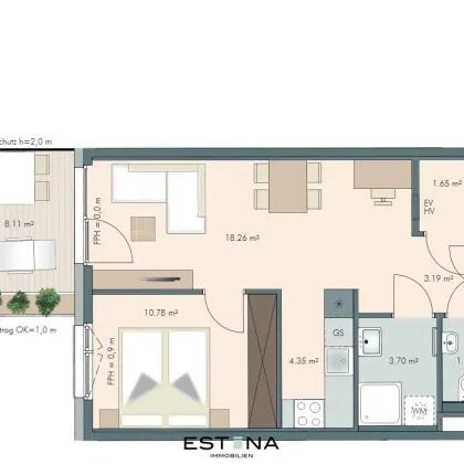 Pärchenwohnung mit großem Balkon - Nähe U1-Station Kagraner Platz - Bild 3