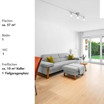 Salzburg Süd: Perfekt geplante 2-Zimmer-Wohnung mit Garten und Tiefgaragenstellplatz - Bild 2