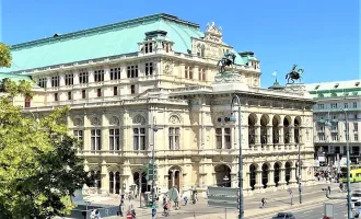 STAATSOPER-BLICK, repräsentatives, klimatisiertes 105 m2 Altbaubüro oder Kanzlei, 4 Zimmer, Extraküche, Parketten, Opernring