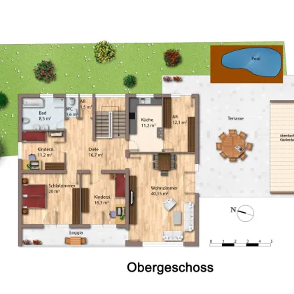 Großzügiges, saniertes Wohnhaus mit 198m² WFL, Pool, Garage und 1600m² Grund - Bild 3