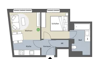 2-Zimmer Wohnung in der Webergasse zu vermieten! Derzeit noch vermietet bis 1.1.25