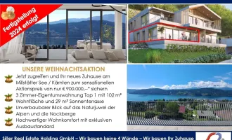 WEIHNACHTSAKTION - Exklusive Seeblick-Wohnung in Kärnten mit Parkett, Terrasse & Luxusausstattung für € 900.000,-